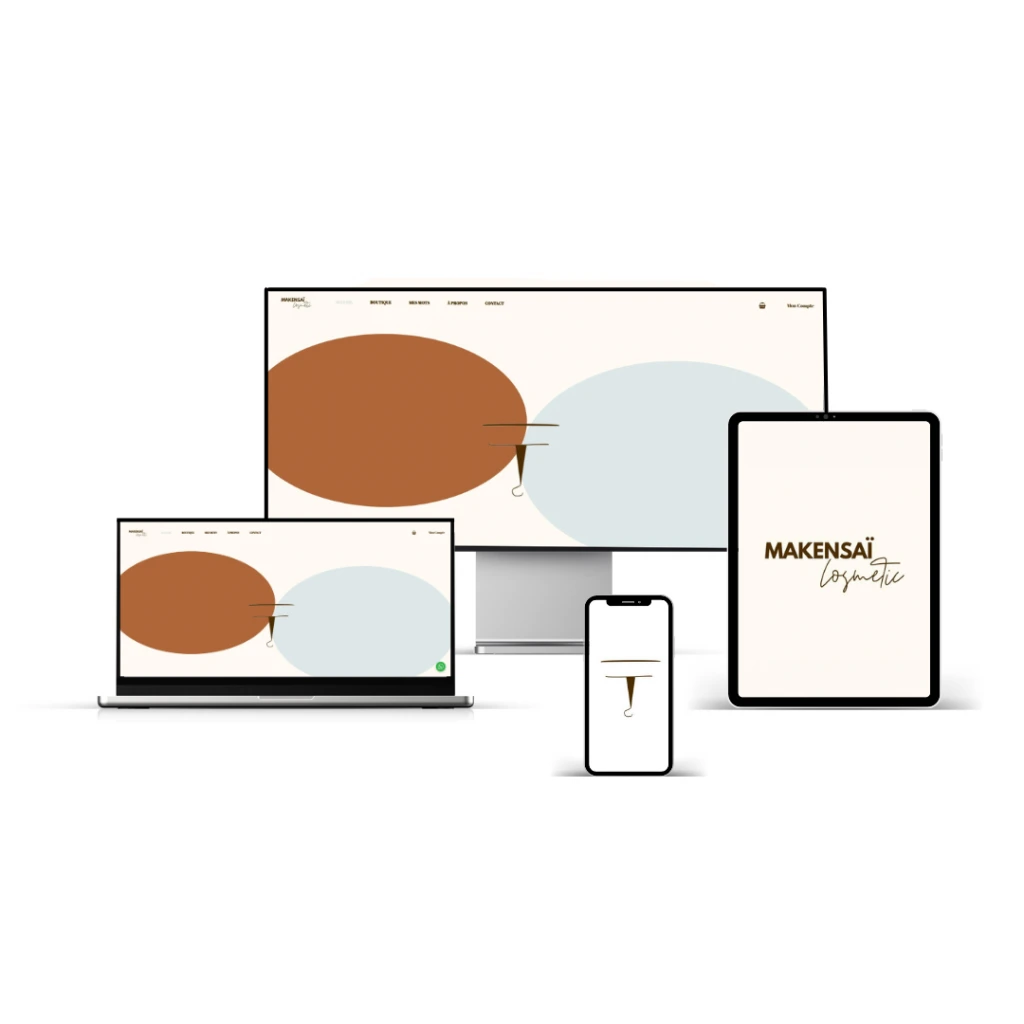 Site E-Commerce beauté cosmétiques Makensai - Boutique en ligne soins capillaires et produits skincare avec design moderne